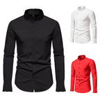 Herren Elegantes Langarmhemd mit Rüschendetails R&B