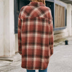 Damen Wollmantel im tartan Design