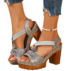 Damen Glamouröse Plateau-Sandalen mit modischem Riemen-Design R&B