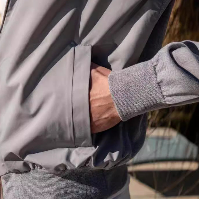 Herren stylische Freizeitjacke mit hohem Kragen und praktischen Taschen R&B