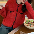 Damen Kuscheliger Cardigan mit stylischen Knopfdetails und aufgesetzten Taschen R&B