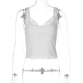 Damen Spitzen-Crop-Top mit schmalen Trägern und elastischem Unterbrustband R&B