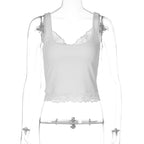 Damen Spitzen-Crop-Top mit schmalen Trägern und elastischem Unterbrustband R&B