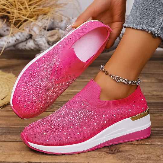 Damen Sneakers mit funkelnden Akzenten und elastischem Strickoberteil R&B