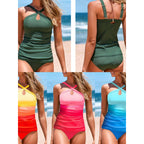 Damen Tankini-Set mit modischem Wickeldesign und figurformendem Schnitt R&B