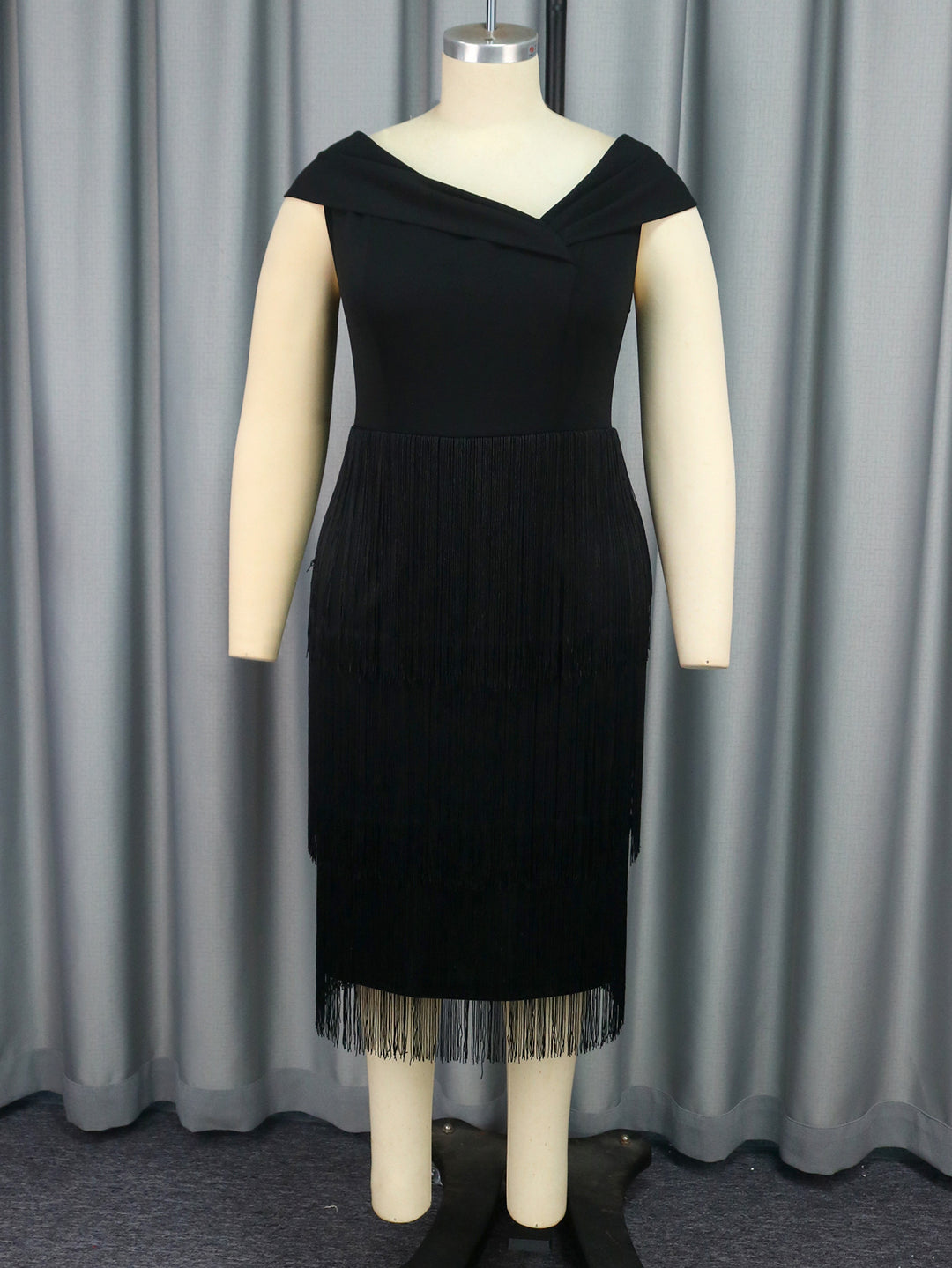 Damen elegantes Kleid mit Fransen-Detail R&B