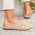 Damen Elegante und bequeme Slipper mit besonderen Häkelverzierungen R&B