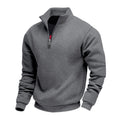 Herren leichter Fleecepullover mit Stehkragen und halblangem Reißverschluss R&B
