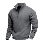 Herren leichter Fleecepullover mit Stehkragen und halblangem Reißverschluss R&B