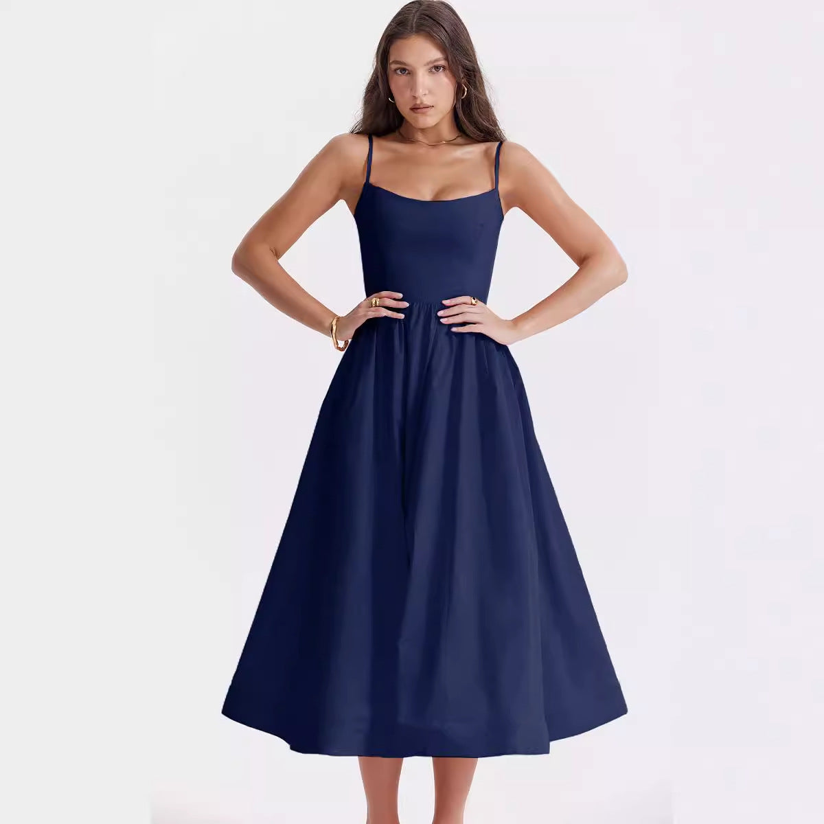 Damen Maxikleid mit floralem Print und verstellbaren Spaghettiträgern R&B