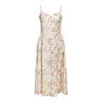 Damen Blumendesign Midi-Kleid mit Spaghettiträgern und fließendem Rock R&B