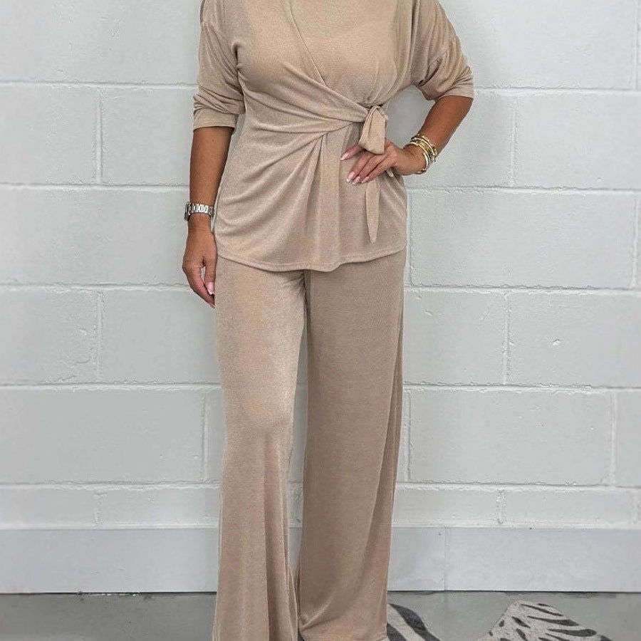 Damen lässiges Lounge-Set mit Knoten-Detail und weitem Schnitt R&B