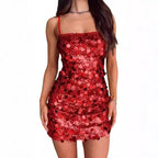 Damen Glitzerndes Minikleid mit Spiralmuster und Spaghettiträgern R&B