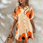 Damen Hemdblusenkleid mit floralem Druck und Knopfleiste R&B