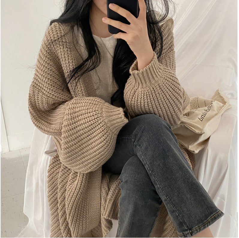 Damen Oversized Strickcardigan mit tiefen Raglanärmeln R&B