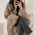 Damen Oversized Strickcardigan mit tiefen Raglanärmeln