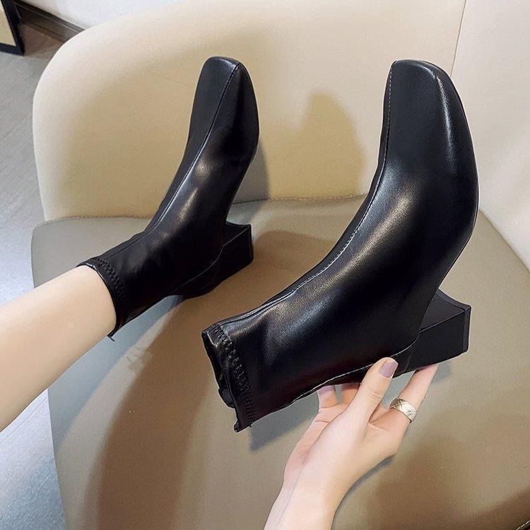 Damen elegante Stiefeletten mit blockiertem Absatz und Reißverschluss R&B