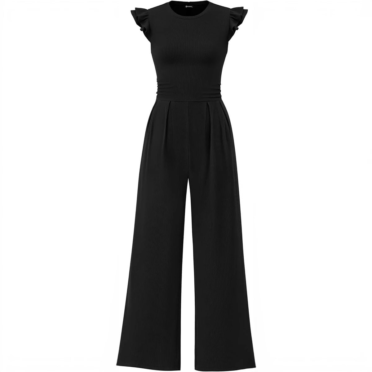 Damen eleganter Jumpsuit mit Puffärmeln und weitem Bein R&B