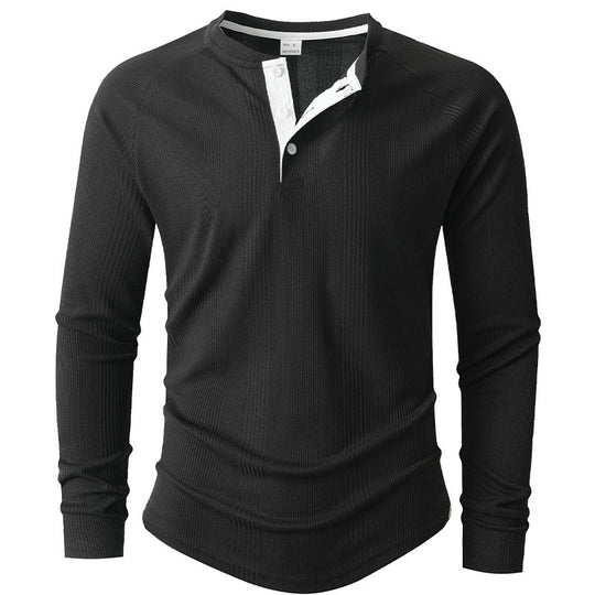 Herren Langarm Henley-Shirt mit strukturierter Oberfläche R&B