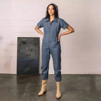 Damen legerer Jumpsuit mit praktischen Taschen und Reißverschluss R&B