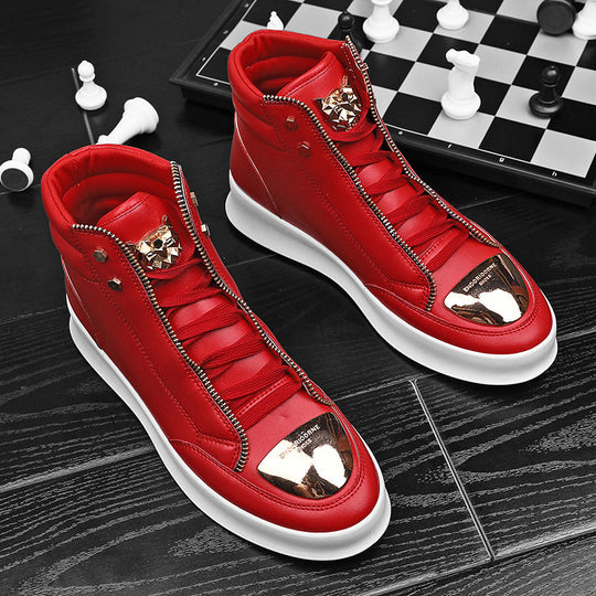 Damen High-Top Sneakers mit goldenen Details und Reißverschluss von R&B