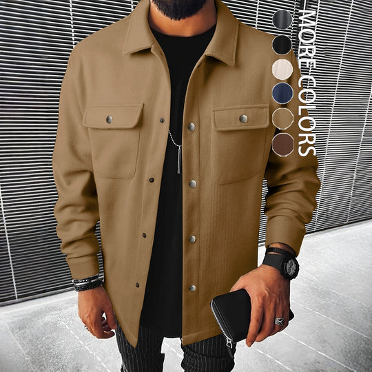 Herren nan Hemdenjacke aus Wollmix mit Druckknöpfen und Pattentaschen R&B