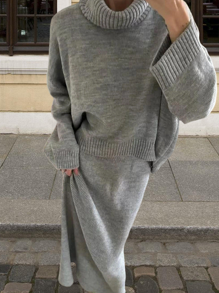 Damen Oversized Strickpullover mit hohem Kragen und lässigem Schnitt R&B