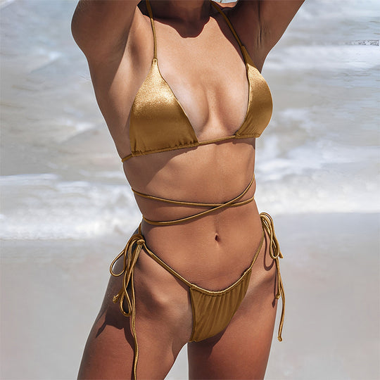 Damen Triangel-Bikini mit dekorativem Wickeldesign R&B