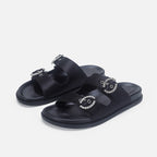 Damen Elegante Sandalen mit glitzernden Riemen und verstellbarem Schnallenverschluss R&B