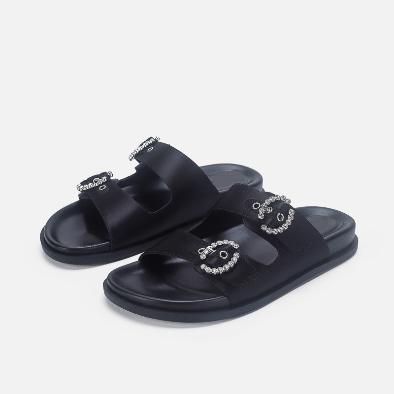 Damen Elegante Sandalen mit glitzernden Riemen und verstellbarem Schnallenverschluss R&B