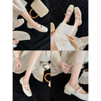 Damen elegante Ballerinas mit verstellbarem Riemchen und Blütenmuster