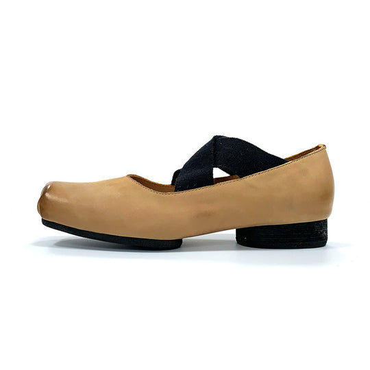 Damen elegante Ballerinas mit elastischen Riemen und glänzender Leder-Oberfläche R&B