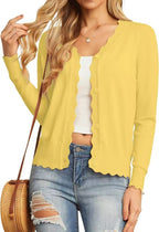 Damen elegante Strickjacke mit gewelltem Saum R&B
