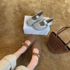 Damen Design Ballerinas mit modischem Riemchen und glänzender Oberfläche R&B