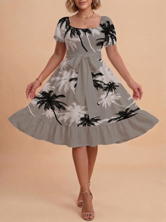 Damen schickes Glitzerkleid mit tailliertem Schnitt und Rüschensaum R&B