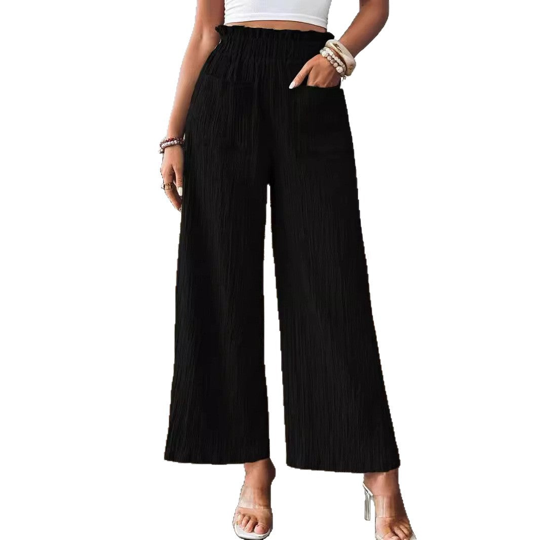 Damen Weitgeschnittene Leinenhose mit elastischem Bund und praktischen Taschen R&B
