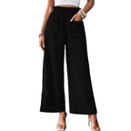 Damen Weitgeschnittene Leinenhose mit elastischem Bund und praktischen Taschen R&B