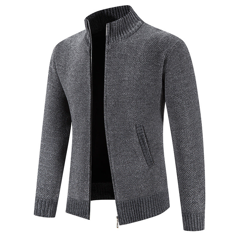 Herren modische Strickjacke mit hochgeschlossenem Kragen und Reißverschluss R&B