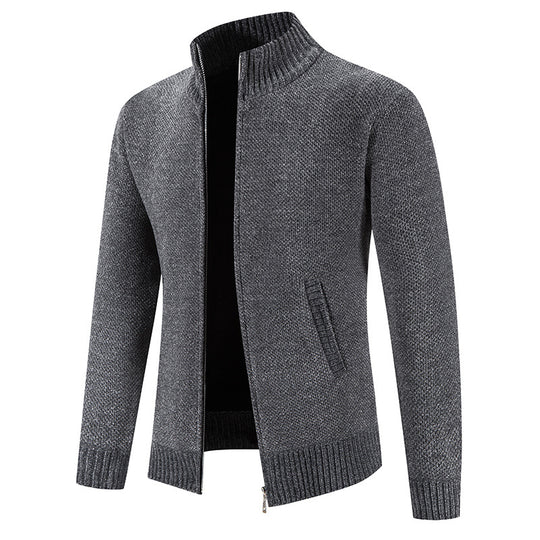 Herren modische Strickjacke mit hochgeschlossenem Kragen und Reißverschluss R&B