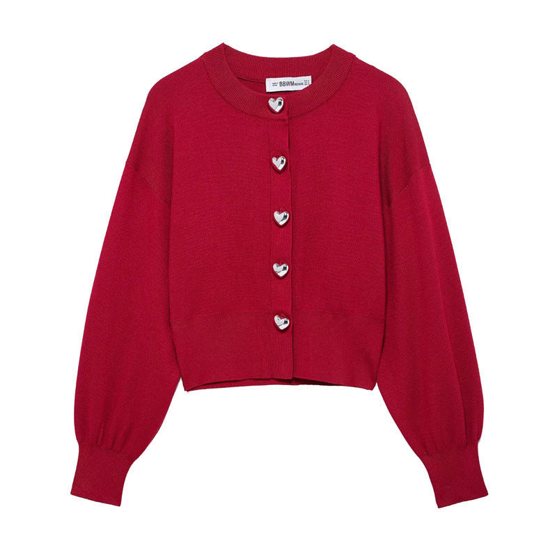 Damen Strickjacke mit herzförmigen Knöpfen R&B