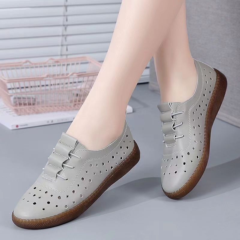 Damen atmungsaktive Sneaker mit modischem Lochdesign und rutschfester Sohle R&B