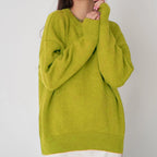 Damen Oversized Pullover mit feinem Strickmuster und breiten Bündchen