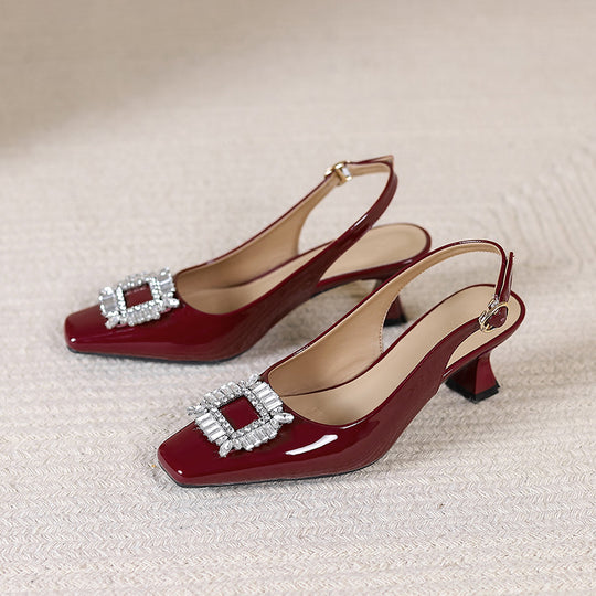 Damen Slingback-Pumps mit funkelndem Schmuckelement R&B