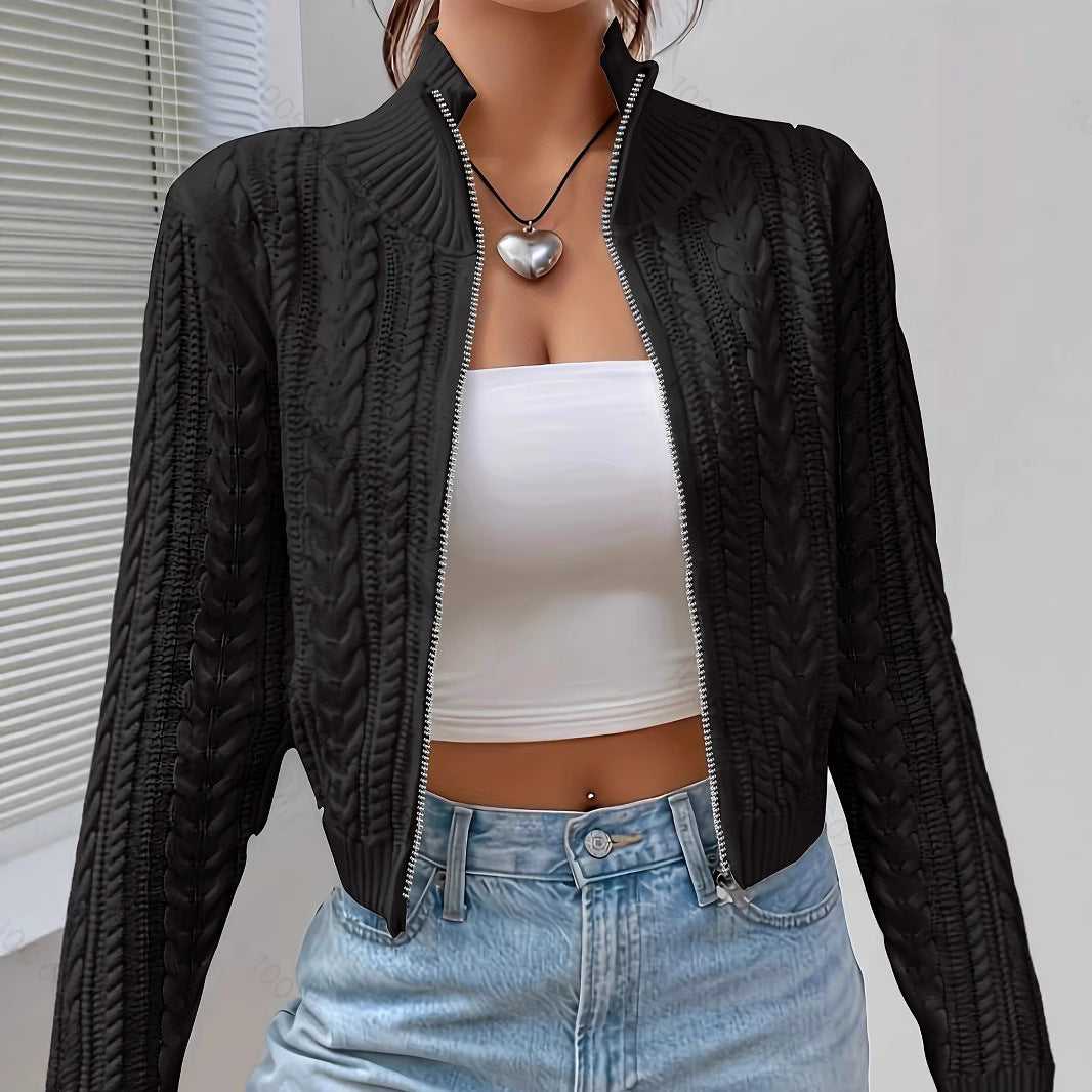 Damen Strickjacke mit Zippverschluss und raffinierter Struktur R&B