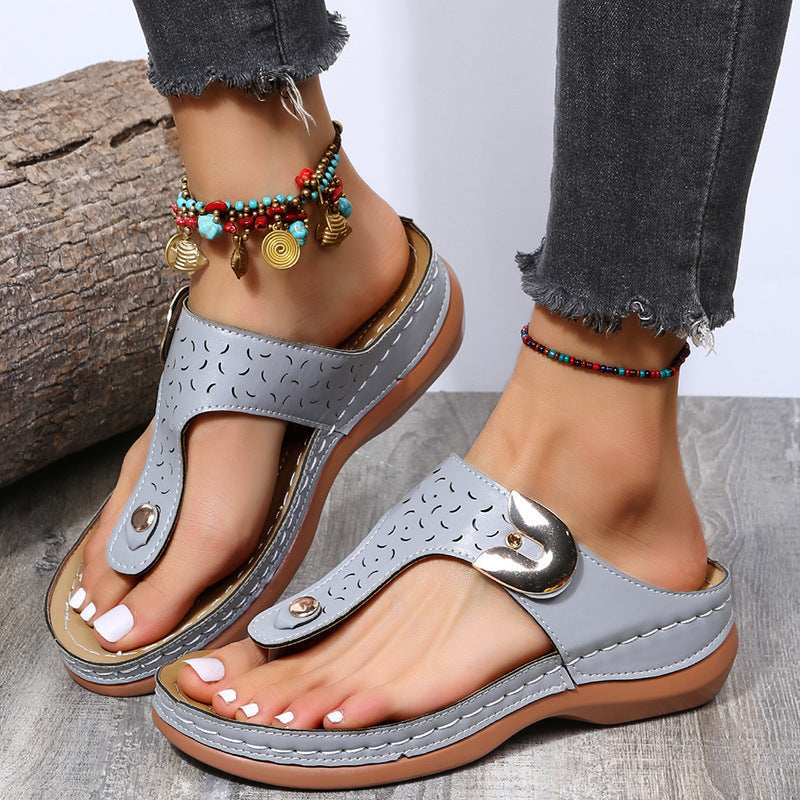 Damen Komfortable Zehentrenner-Sandalen mit modischem Riemen-Design R&B
