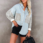 Damen Modische Hemdbluse mit Leopardenmustern und oversized Schnitt R&B