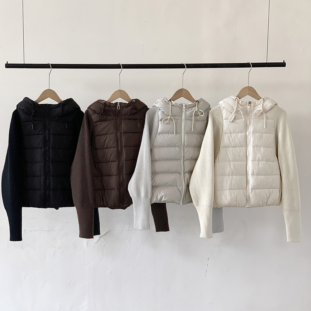 Damen Isolierte Hybridjacke mit voluminösen Ärmeln und Kapuze R&B