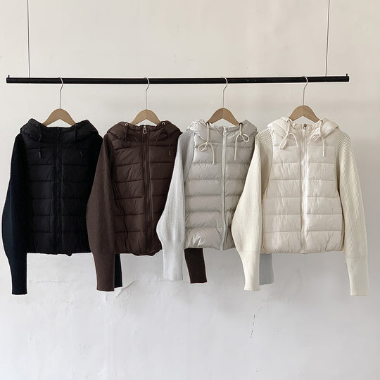 Damen Isolierte Hybridjacke mit voluminösen Ärmeln und Kapuze R&B