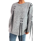 Damen modischer Oversize-Pullover mit einzigartigen Schnürdetails R&B