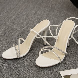 Damen elegante Slingback-Pumps mit zierlichen Riemen und funkelndem Details R&B